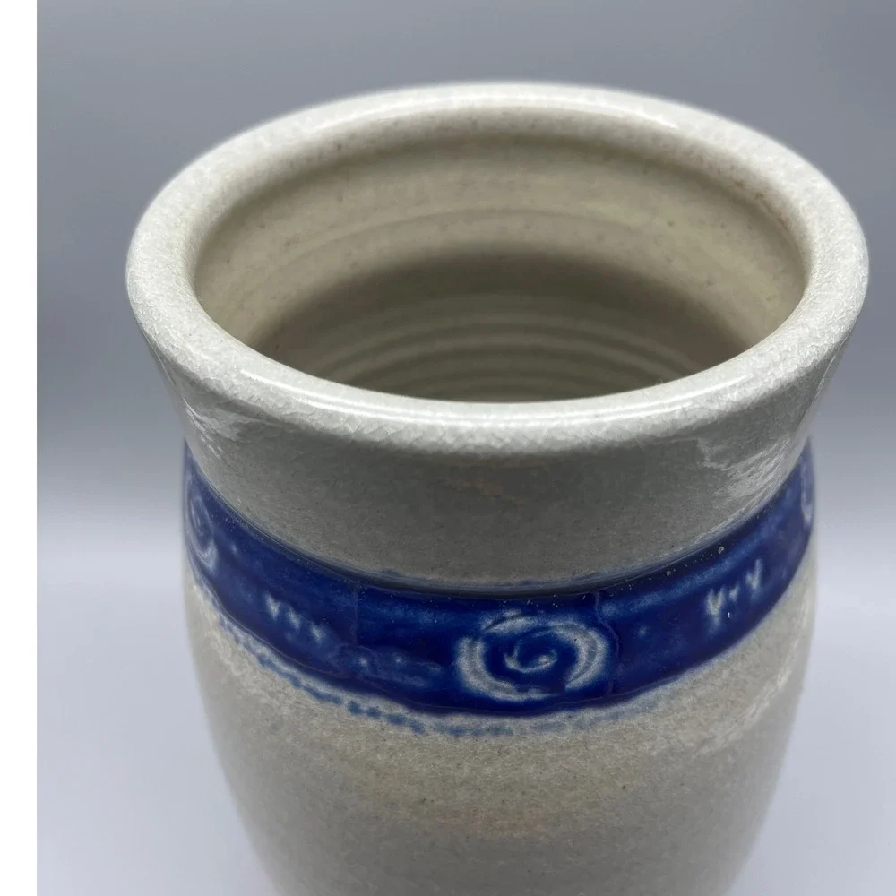 Vintage BUCK Pottery Glazed Stoneware Vase - 8 Inches -‎ Gruene Texas